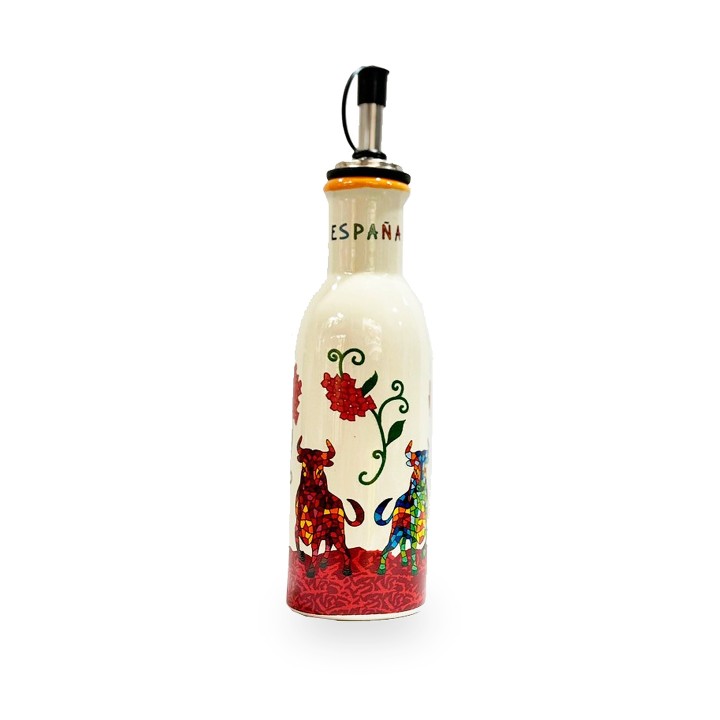 Ölflasche aus Keramik mit Stier im Mosaik – Ansicht 3