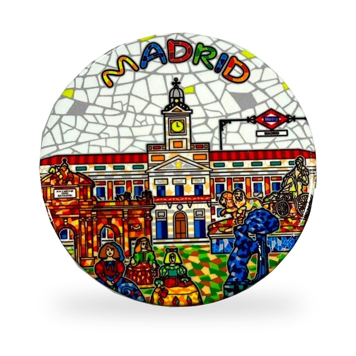 Base para copos de Madrid em mosaico trencadís, resina e cortiça