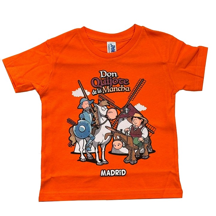 T-shirt de criança laranja de Dom Quixote de la Mancha
