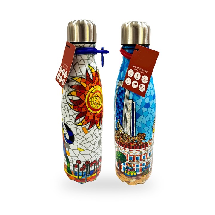 Thermoflasche aus Aluminium Mosaico Gaudí, Madrid oder Stier und Sonne