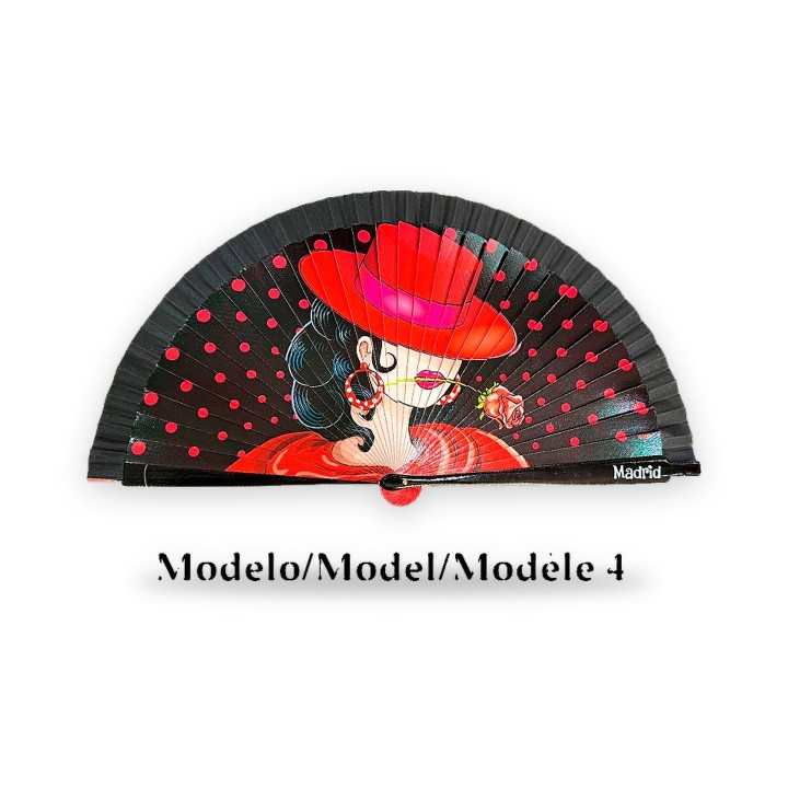 Abanico de madera con bailaora de flamenco, modelo 4