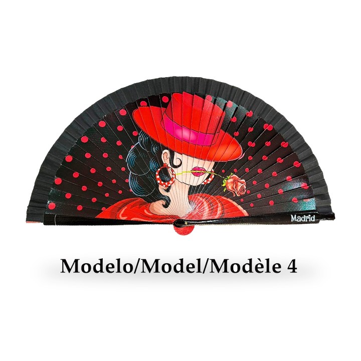 Leque de madeira com bailaora de flamenco, modelo 4