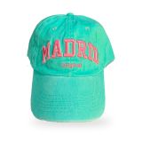 Casquette Robin Ruth « Madrid Original » en velours vert turquoise, broderie rose