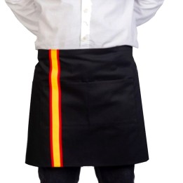 Spanish flag waist apron, black
