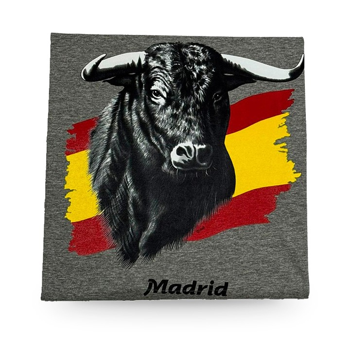 T-shirt con toro nero sulla bandiera spagnola – vista 2