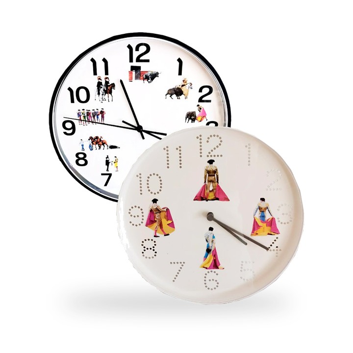 Stierkampf-Wanduhr, Modelle Posturas und Las Suertes