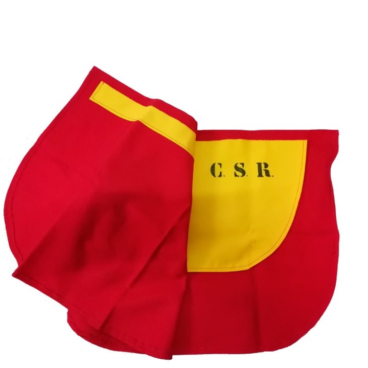 Muleta de torero pour enfant personnalisée avec initiales brodées sur doublure jaune sergé rouge - Zings
