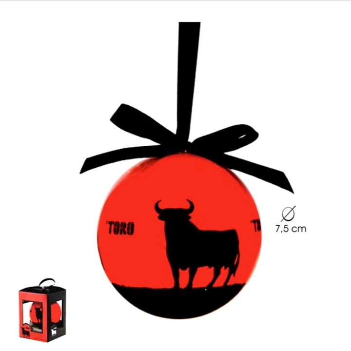 Bola de Natal com touro negro, enfeite taurino de plástico