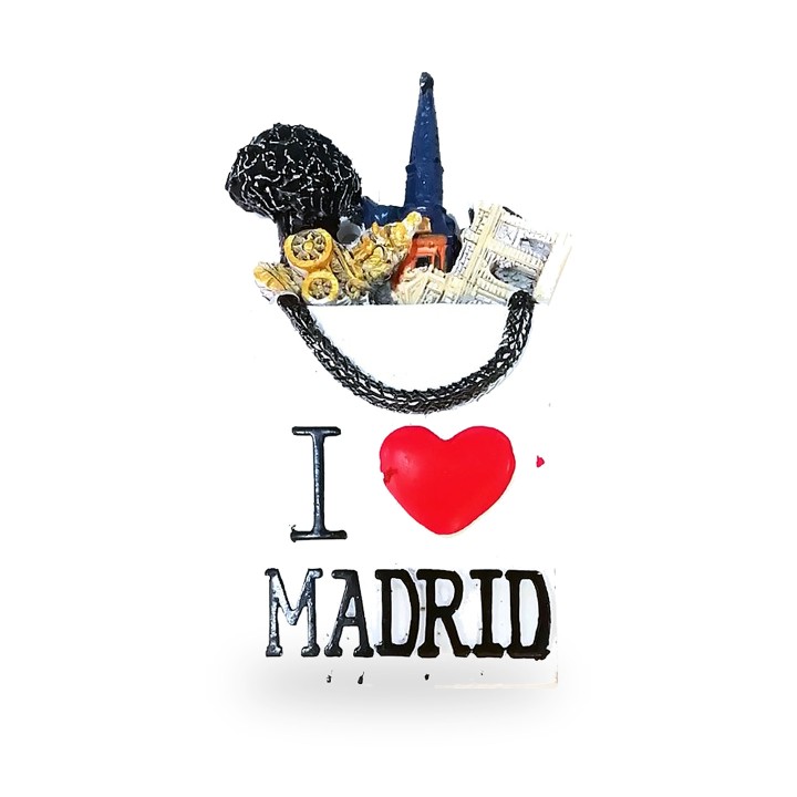 Round Madrid collage magnet, design 15