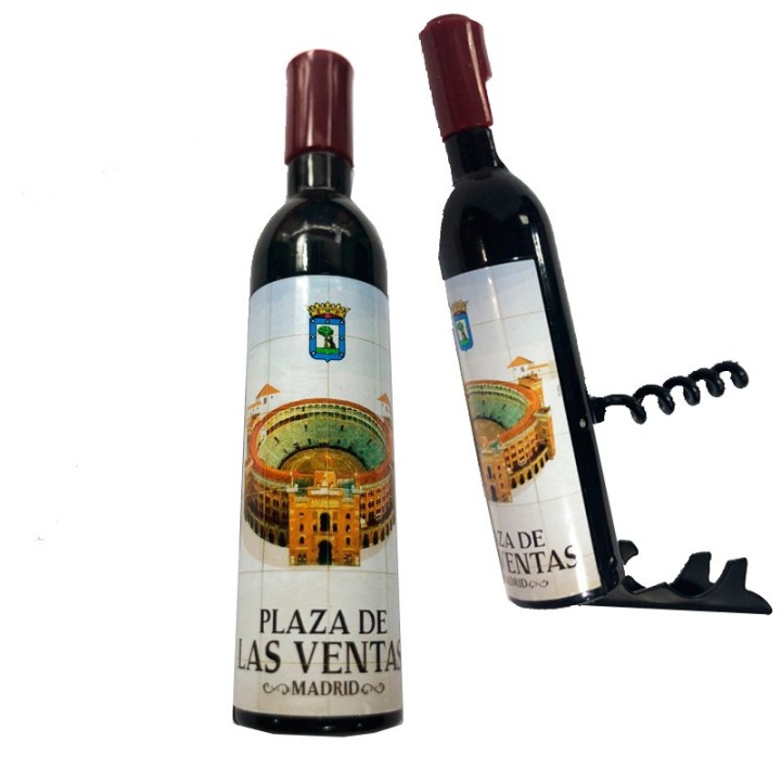 Aimant de réfrigérateur « Plaza de Toros de Las Ventas », forme bouteille de vin miniature