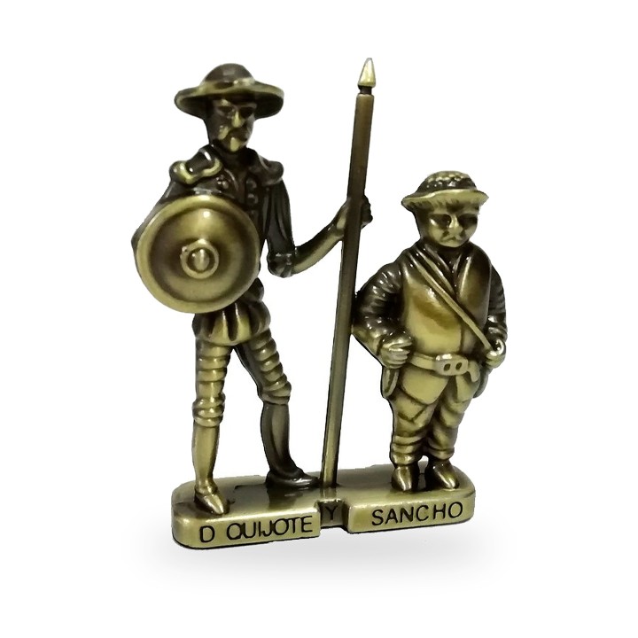 Statuetta di Don Chisciotte e Sancio Panza in metallo massiccio