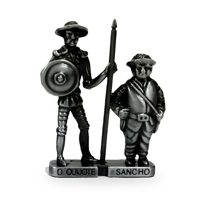 Statuetta di Don Chisciotte e Sancio Panza in metallo massiccio – vista 2