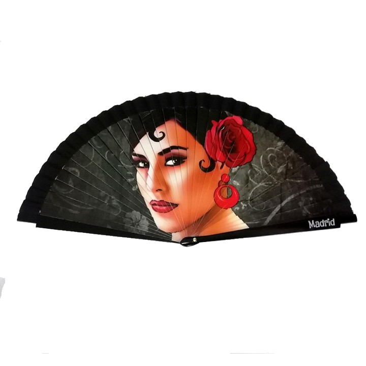 Ventaglio in legno con ballerina di flamenco, modello 6