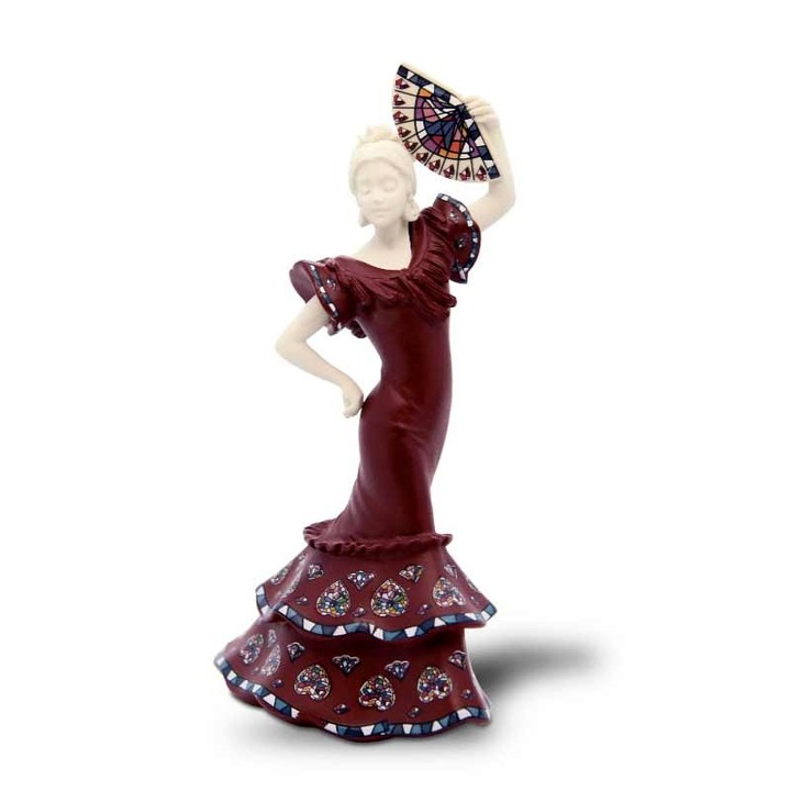 Statuetta di sevillana mini con ventaglio di Nadal, rossa