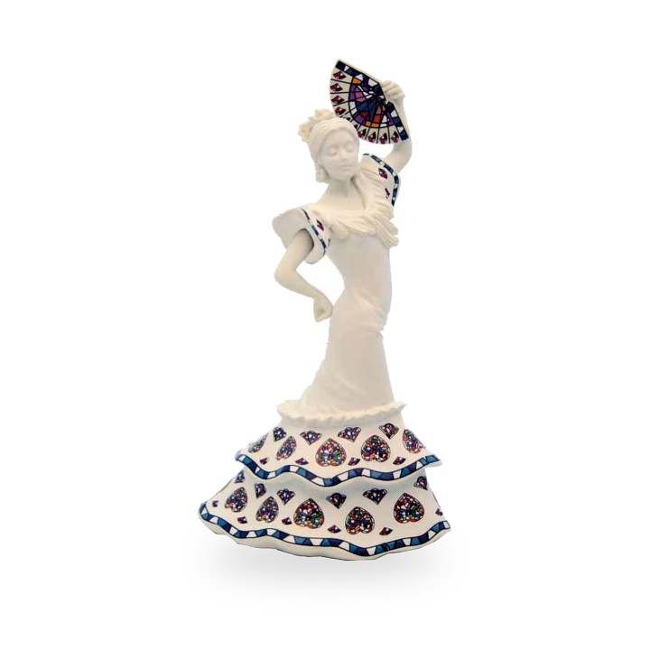 Mini-Figur Sevillana-Tänzerin mit Fächer von Nadal in Weiß