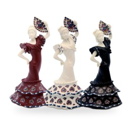 Mini-Figur Sevillana-Tänzerin mit Fächer von Nadal aus Keramik