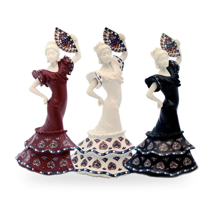 Statuetta di sevillana mini con ventaglio di Nadal in ceramica