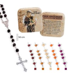 Rosario di sant'Antonio in legno e metallo con scatolina