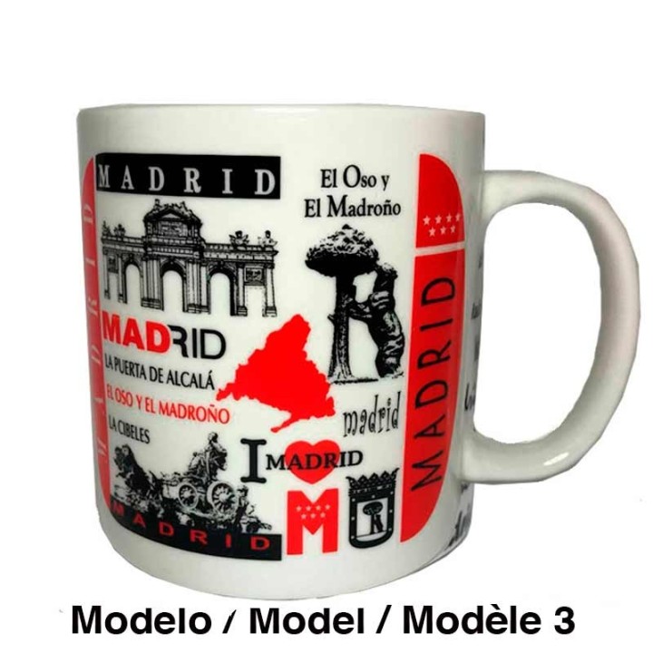 "Madrid Souvenirs" ceramic mug, Spanish monuments travel coffee mug souvenir