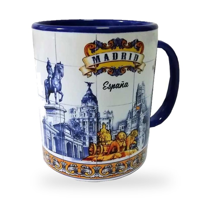 Caneca Madrid Souvenirs com monumentos da cidade – vista 3