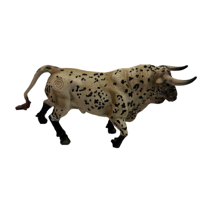 Toro giocattolo al trotto in PVC dipinto a mano, berrendo in nero