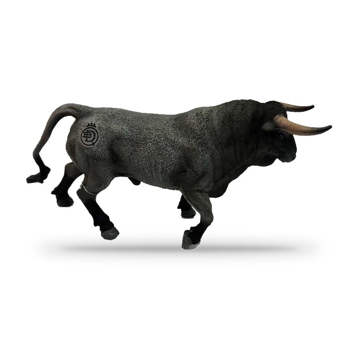 Toro giocattolo al trotto, mantello cárdeno