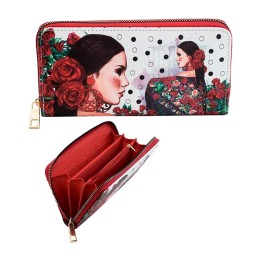 Carteira grande de senhora Flamenca em PVC com fole