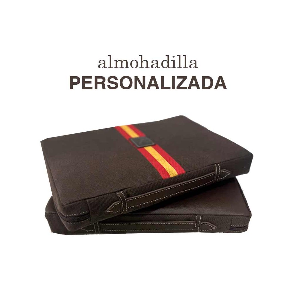 Personalized brown bullfighting pillow "Spanish Flag"