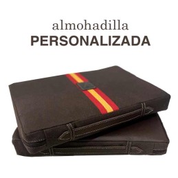 Almohadilla taurina marrón "Bandera de España" Personalizada