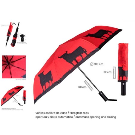 Short umbrella "Bull with red background"