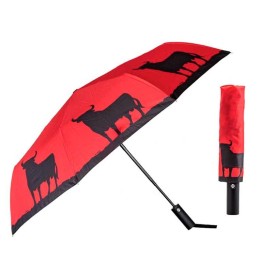 Short umbrella "Bull with red background"