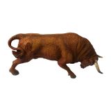 Charging toy fighting bull, red (colorado) coat