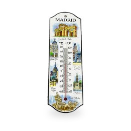 Termómetro de parede em cerâmica Souvenirs de Madrid com monumentos
