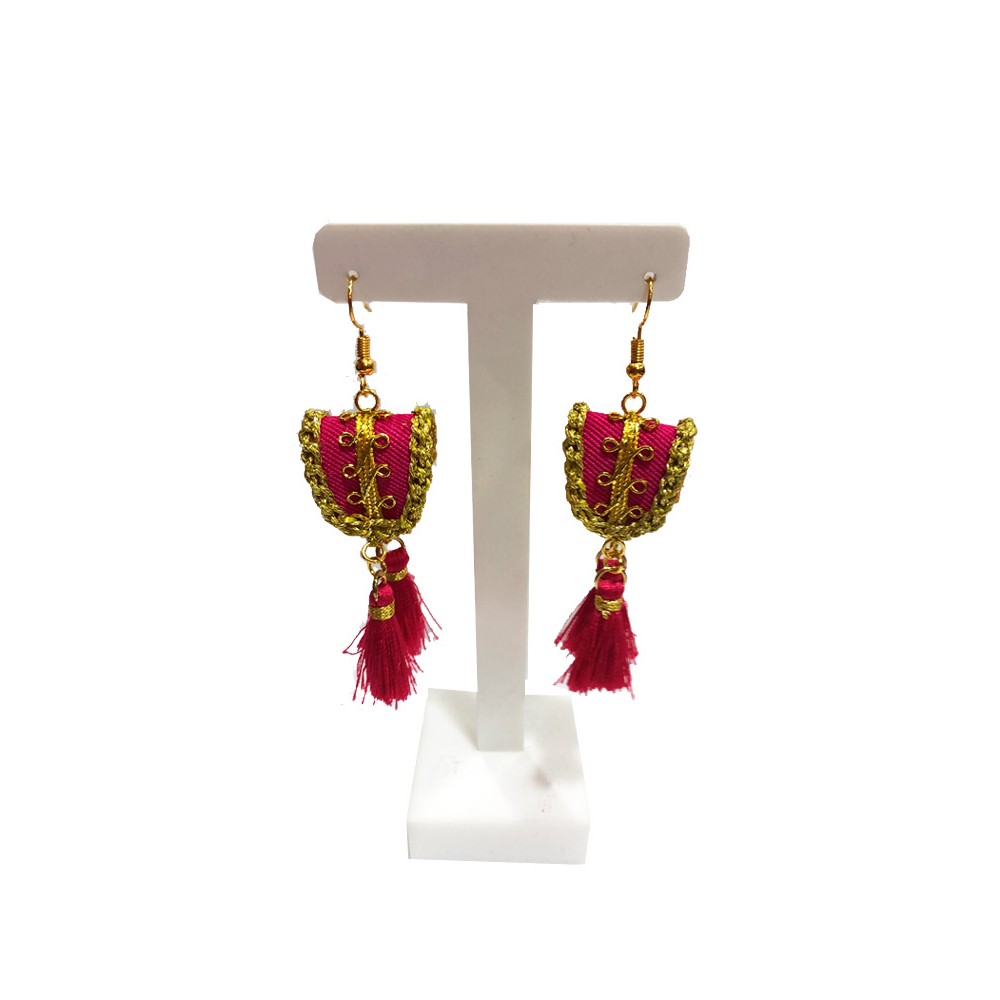 Pendientes taurinos "Hombreras chaquetilla de luces" color fucsia