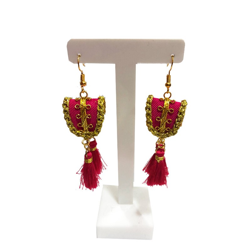 Pendientes taurinos "Hombreras chaquetilla de luces" color fucsia