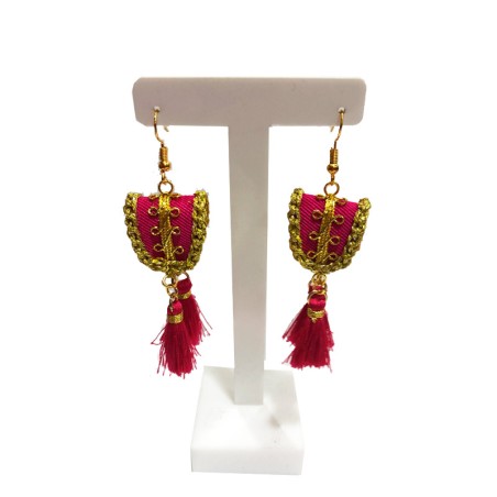 Pendientes taurinos "Hombreras chaquetilla de luces" color fucsia
