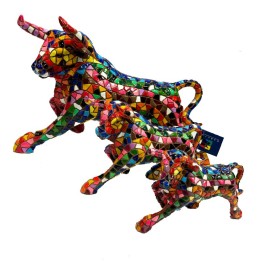 Toro mosaico multicolor Barcino