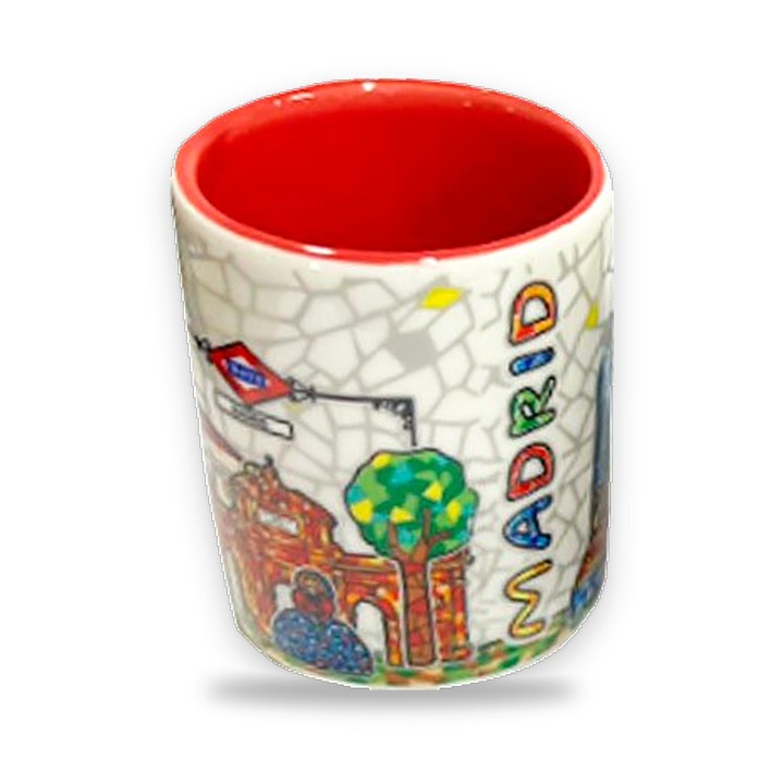 Vaso de chupito Monumentos de Madrid trencadís, rojo