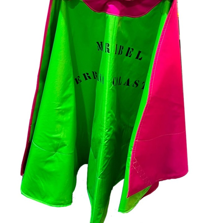 Semi-professional customized bullfighting cape, fuchsia and green