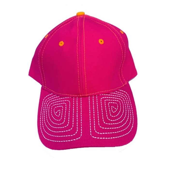 Bullfighting capote fabric peaked baseball cap, pink and yellow Spanish bullfight souvenir