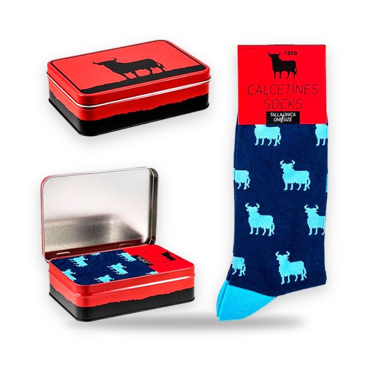 Chaussettes taureau d'Osborne en boîte métal cadeau