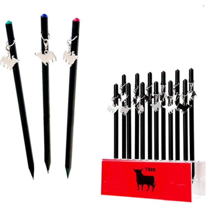 Matita nera con ciondolo a toro in argento e cristallo Swarovski