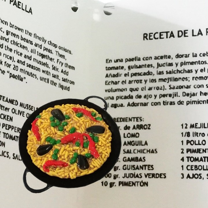 Imán de nevera "paella con receta"