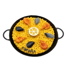 Íman de frigorífico paella de marisco com receita