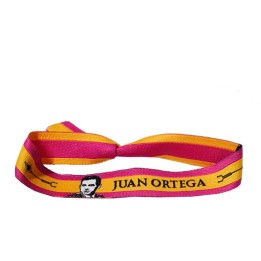 Bullfighting fabric bracelet pink and yellow cape design with bullfighter Juan Ortega zamak clasp - ZiNGS