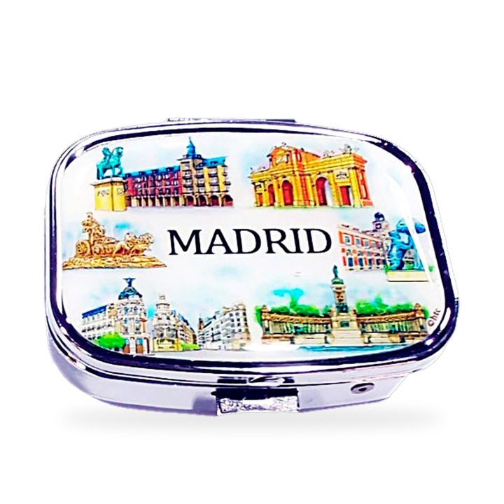 Caixa para comprimidos Monumentos de Madrid, modelo quadrado