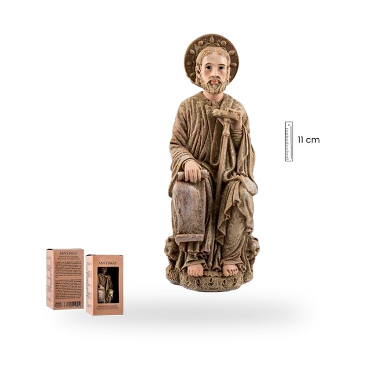 Figura réplica de Santiago Apóstolo, tamanho pequeno de 11 cm