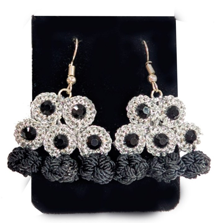 Pendientes taurinos Alamares negro plata