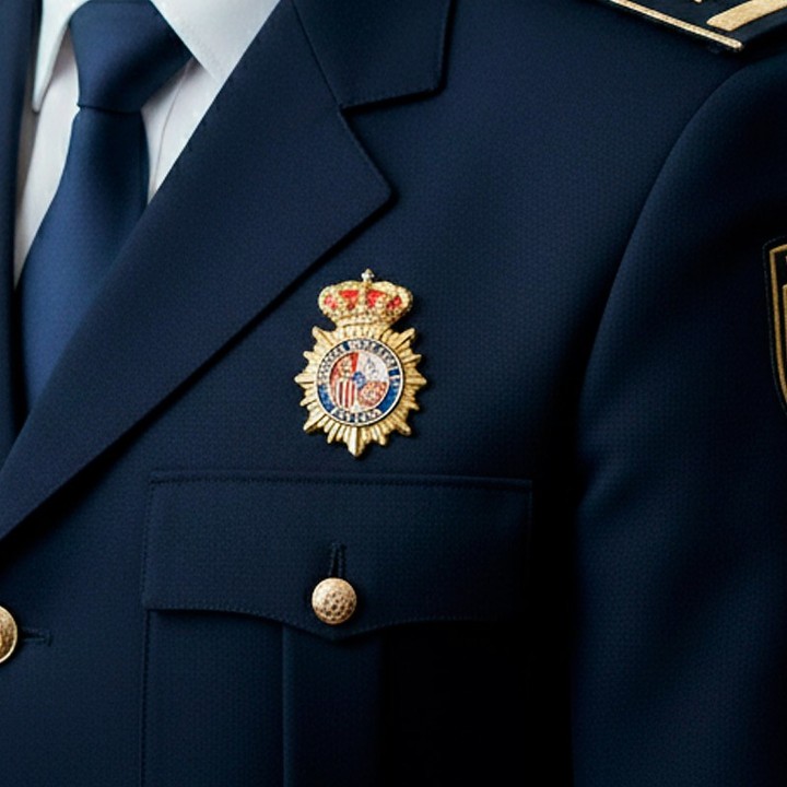 Anstecker (Pin) der spanischen Policía Nacional mit offiziellem Wappen
