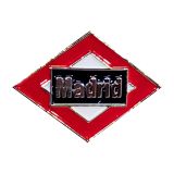Pin del Metro de Madrid con el rombo esmaltado en rojo y blanco